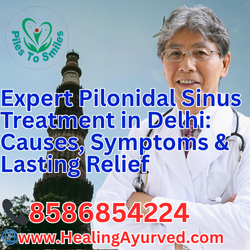 Expert Pilonidal Sinus Treatment in Delhi with Kshar Sutra Therapy by Dr. Ravinder Sharma at Piles To Smiles in Vasant Kunj, South Delhi.